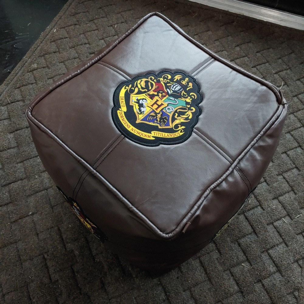 Harry Potter Hogwarts Houses Faux Leather Ottoman Pouf - Brown Bean Bag Seat